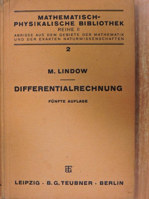 Dr. Martin Lindow - Differentialrechnung (gótbetűs) [antikvár]