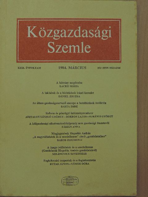Asztalos László György - Közgazdasági Szemle 1984. március [antikvár]