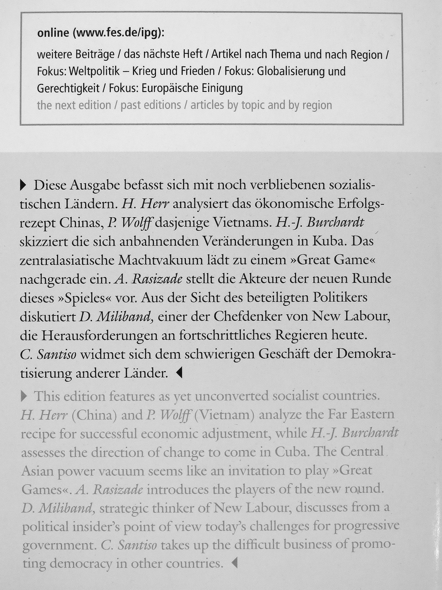 David Miliband - Internationale Politik und Gesellschaft 3/2002 [antikvár]