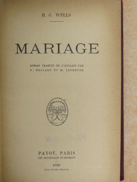 H. G. Wells - Mariage [antikvár]