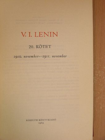 Vlagyimir Iljics Lenin - V. I. Lenin összes művei 20. [antikvár]