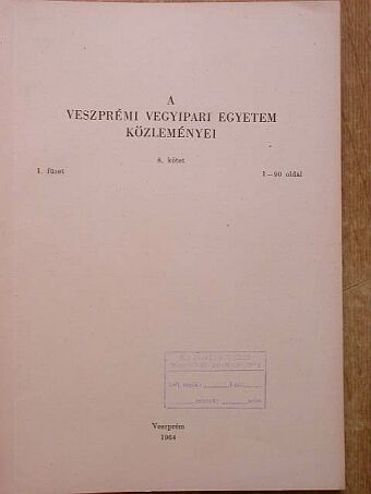 Jónás K. - A Veszprémi Vegyipari Egyetem közleményei 8. kötet 1. füzet [antikvár]