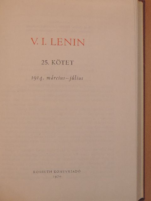 V. I. Lenin - V. I. Lenin összes művei 25. [antikvár]