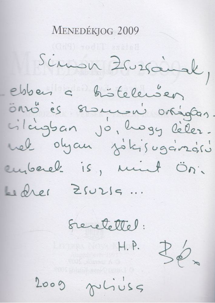 Balázs Tibor - Menedékjog 2009 (Dedikált) [antikvár]