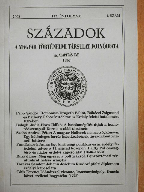 Buza János - Századok 2008/4.  [antikvár]