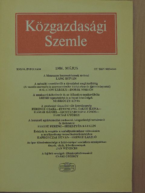 Balaton Károly - Közgazdasági Szemle 1986. május [antikvár]