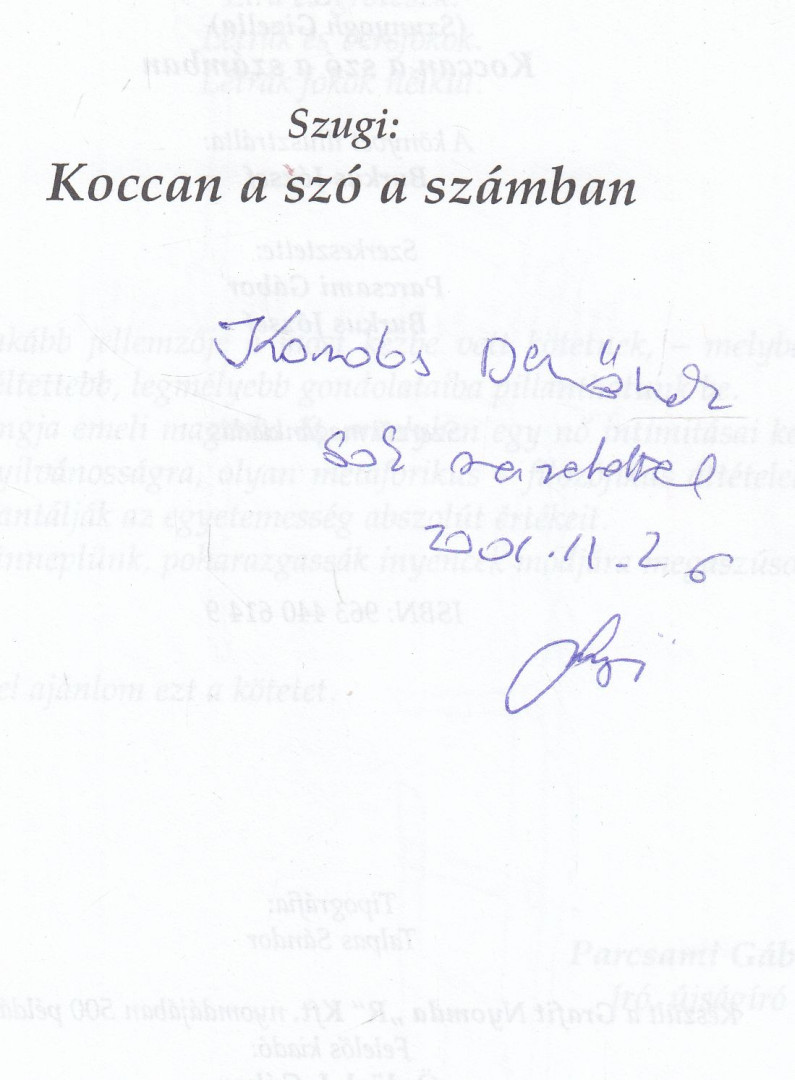 Szunyogh Gizella - Koccan a szó a számban (dedikált) [antikvár]