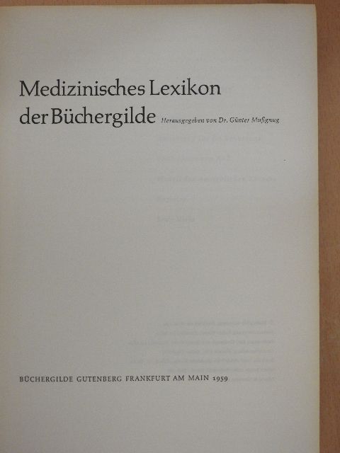 Dr. Günter Mußgnug - Medizinisches Lexikon der Büchergilde [antikvár]