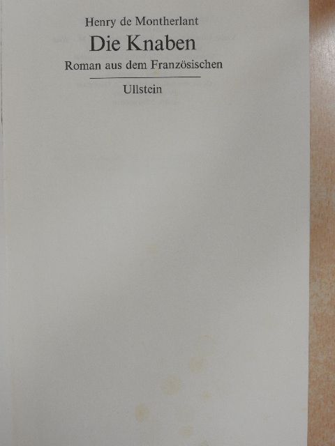 Henry de Montherlant - Die Knaben [antikvár]