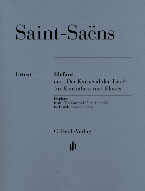 SAINT -SAENS - ELEFANT AUS "DER KARNEVAL DER TIERE" FÜR KONTRABASS UND KLAVIER URTEXT