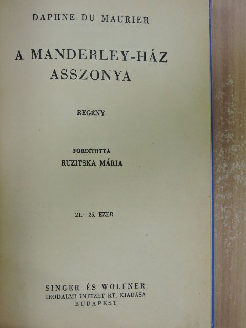 Daphne du Maurier - A Manderley-ház asszonya [antikvár]