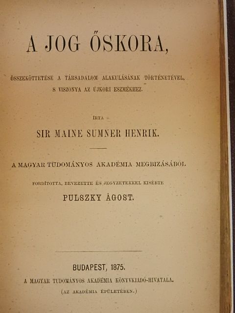 Sir Maine Sumner Henrik - A jog őskora [antikvár]