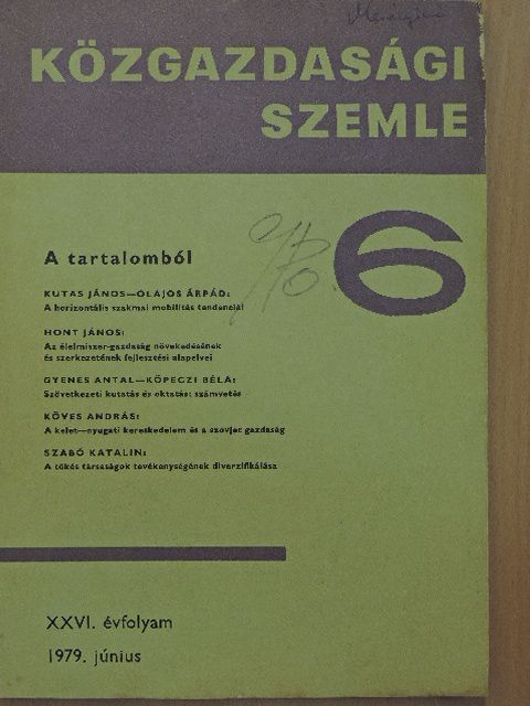 Gönczi Iván - Közgazdasági Szemle 1979. június [antikvár]