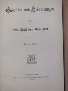 Otto Fürst von Bismarck - Gedanken und Erinnerungen II. (gótbetűs) (töredék) [antikvár]