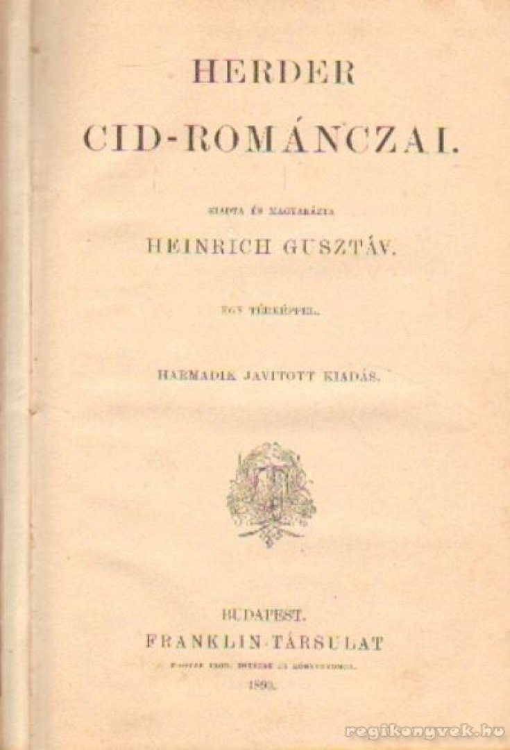 HEINRICH GUSZTÁV - Herder Cid-románczai [antikvár]