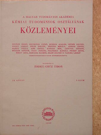 Fenichel László - A Magyar Tudományos Akadémia Kémiai Tudományok Osztályának Közleményei 1959. [antikvár]