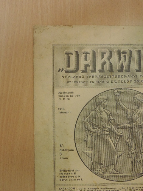 Cserny Dezső - "Darwin" 1916. február 1. [antikvár]