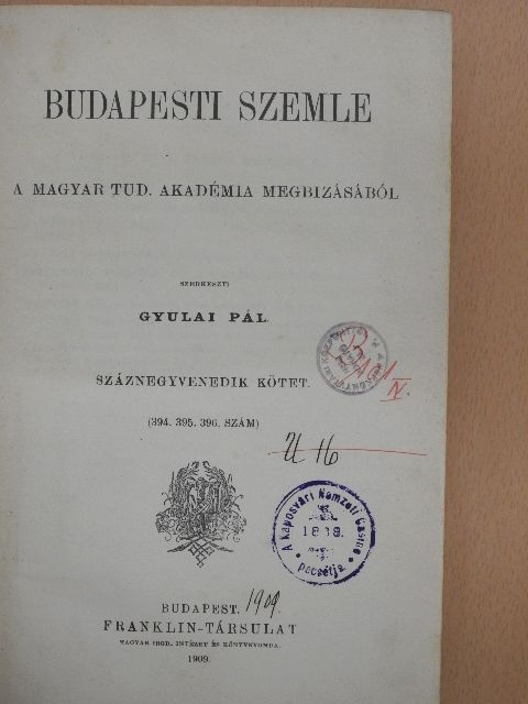 Balla Mihály - Budapesti Szemle 140. kötet 394-396. szám [antikvár]