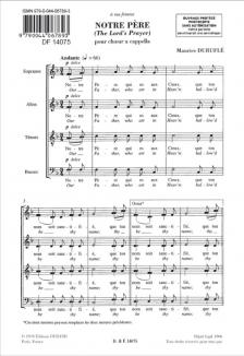 DURUFLÉ - NOTRE PERE (THE LORD'S PRAYER) POUR CHOEUR A CAPPELLA