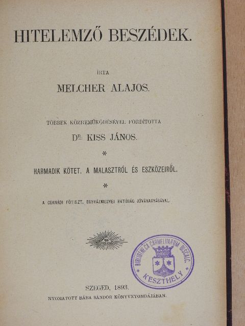Melcher Alajos - Hitelemző beszédek III. [antikvár]