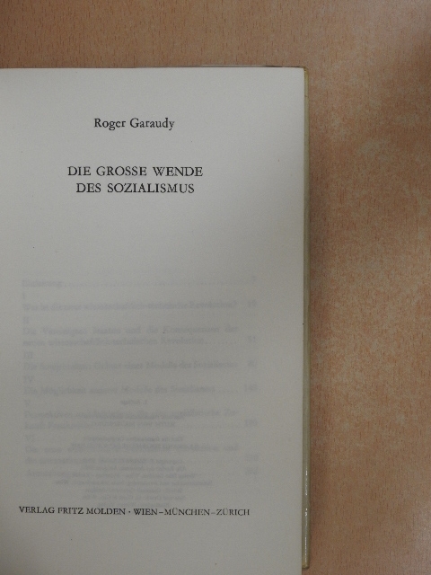 Roger Garaudy - Die Grosse Wende des Sozialismus [antikvár]