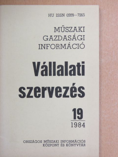 Vállalati szervezés 1984/19. [antikvár]