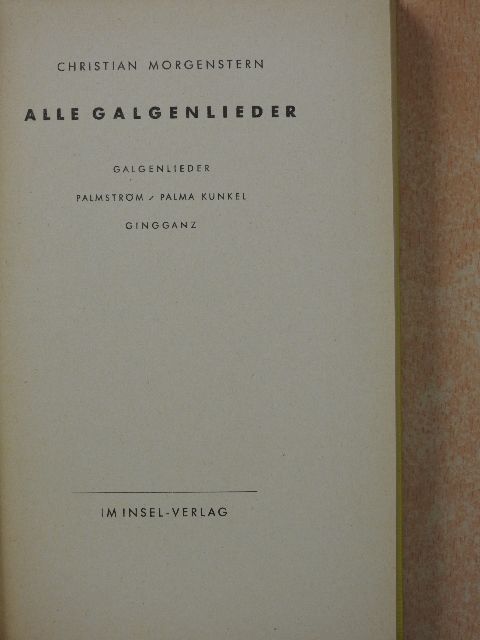 Christian Morgenstern - Alle Galgenlieder [antikvár]