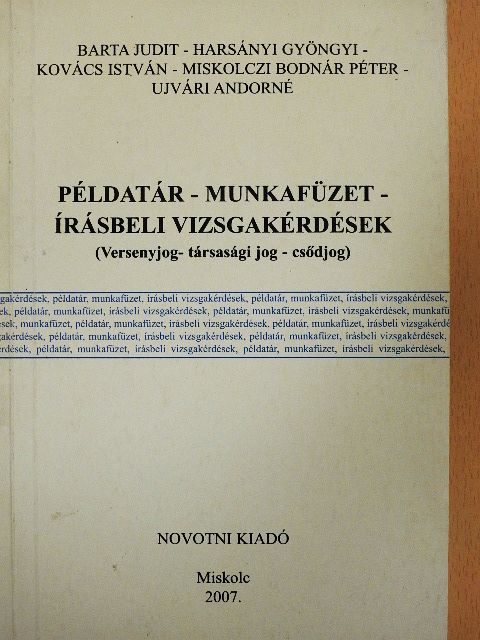 Barta Judit - Példatár - munkafüzet - írásbeli vizsgakérdések [antikvár]