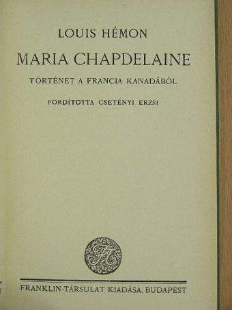 Louis Hémon - Maria Chapdelaine [antikvár]