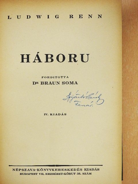 Ludwig Renn - Háboru [antikvár]