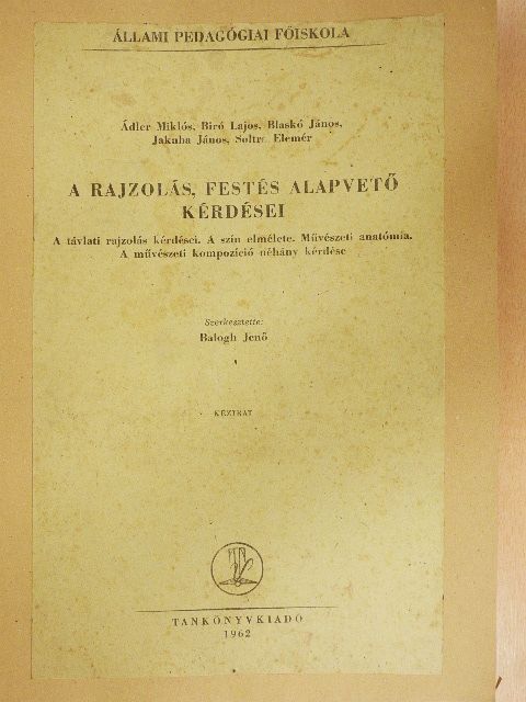 Adler Miklós - A rajzolás, festés alapvető kérdései [antikvár]