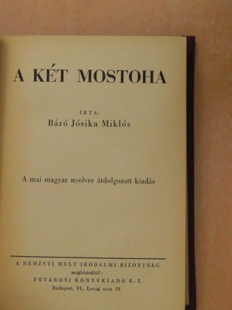 Báró Jósika Miklós - A két mostoha [antikvár]