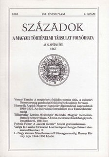 Századok 137. évfolyam 6. szám [antikvár]