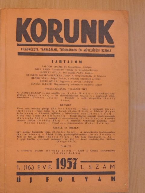 Aszódy János - Korunk 1957. január [antikvár]