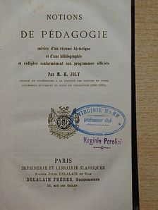 M. H. Joly - Notions de Pédagogie [antikvár]