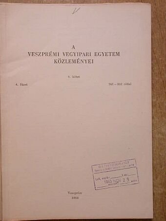 Árva P. - A Veszprémi Vegyipari Egyetem közleményei 8. kötet 4. füzet [antikvár]