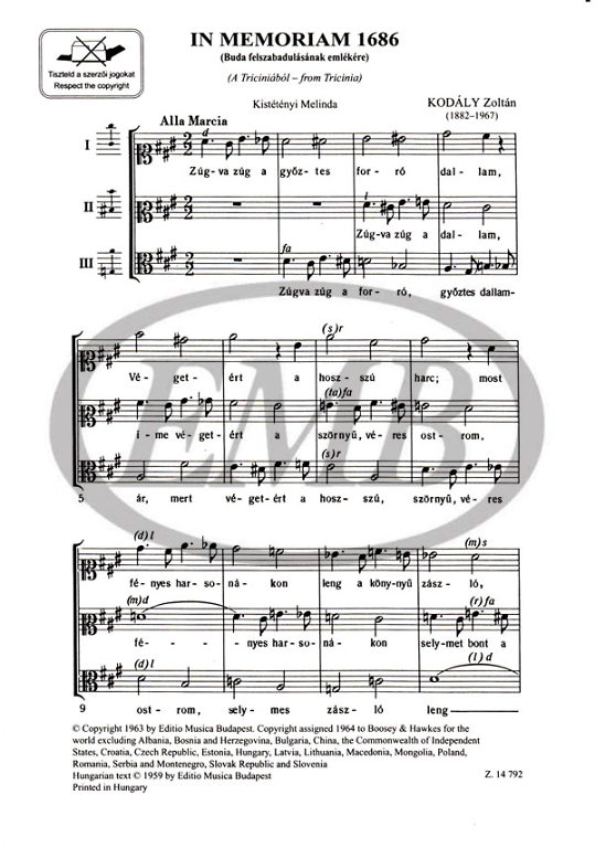KOD - IN MEMORIAM 1686  (BUDA FELSZABADÍTÁSÁNAK EMLÉKÉRE, A TRICINIÁBÓL) KISTÉTÉNYI MELINDA SZÖVEGÉRE