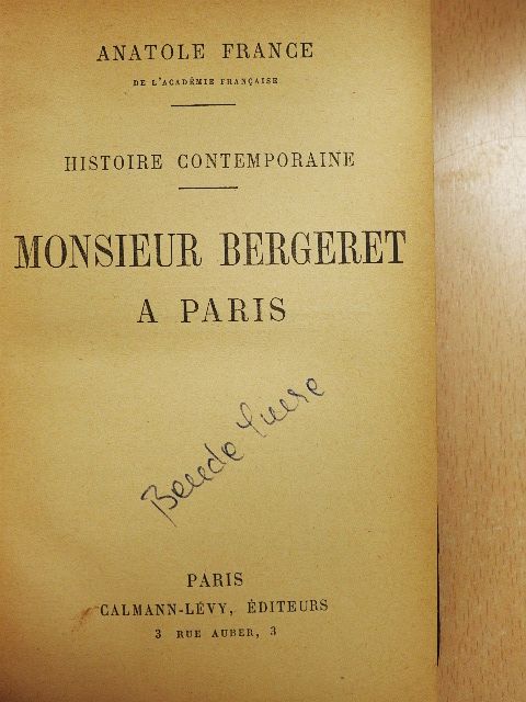 Anatole France - Monsieur Bergeret a Paris [antikvár]