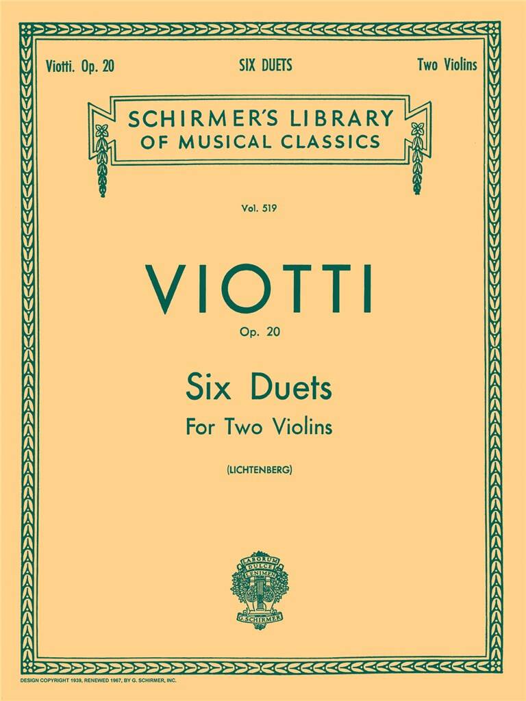 VIOTTI - SIX DUETS FOR TWO VIOLINS OP.20