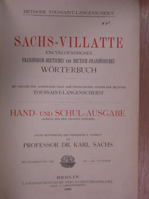 Prof. Dr. Karl Sachs - Sachs-Villatte Encyklopädisches Französisch-Deutsches und Deutsch-Französisches Wörterbuch II. [antikvár]