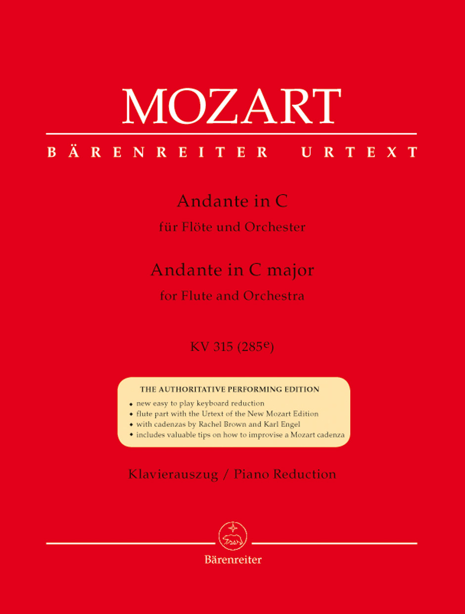 MOZART, W,A, - ANDANTE IN C FÜR FLÖTE UND ORCHESTER KV 315 (285e), KLAVIERAUSZUG URTEXT