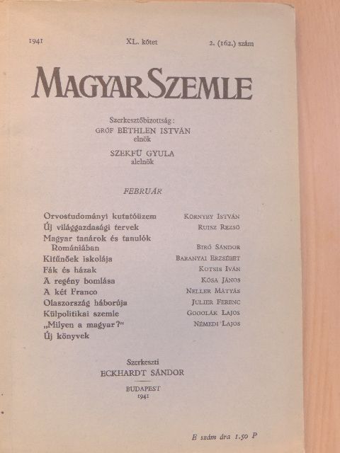 Baranyai Erzsébet - Magyar Szemle 1941. február [antikvár]