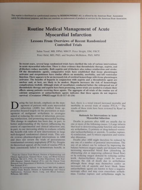 Peter Held, MD, PhD - Routine Medical Management of Acute Myocardial Infarction [antikvár]