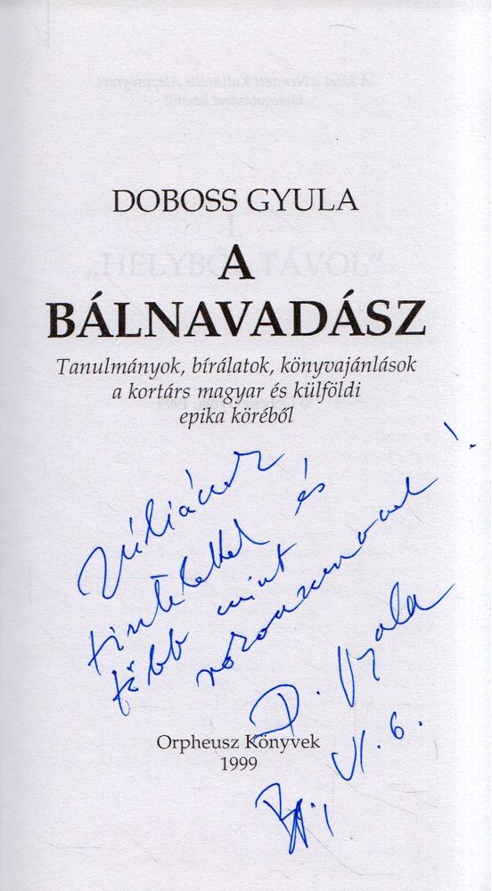 Doboss Gyula - A bálnavadász (dedikált) [antikvár]