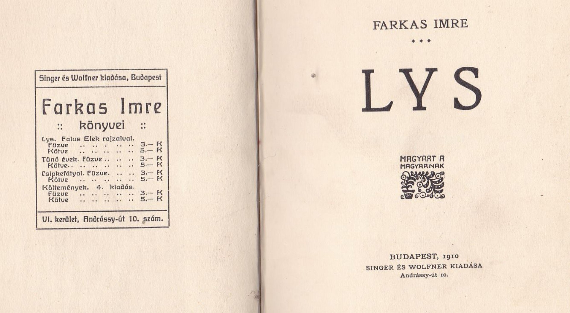 FARKAS IMRE - LYS [antikvár]