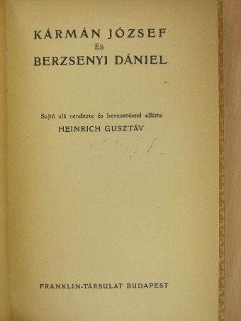 Berzsenyi Dániel - Kármán József és Berzsenyi Dániel [antikvár]