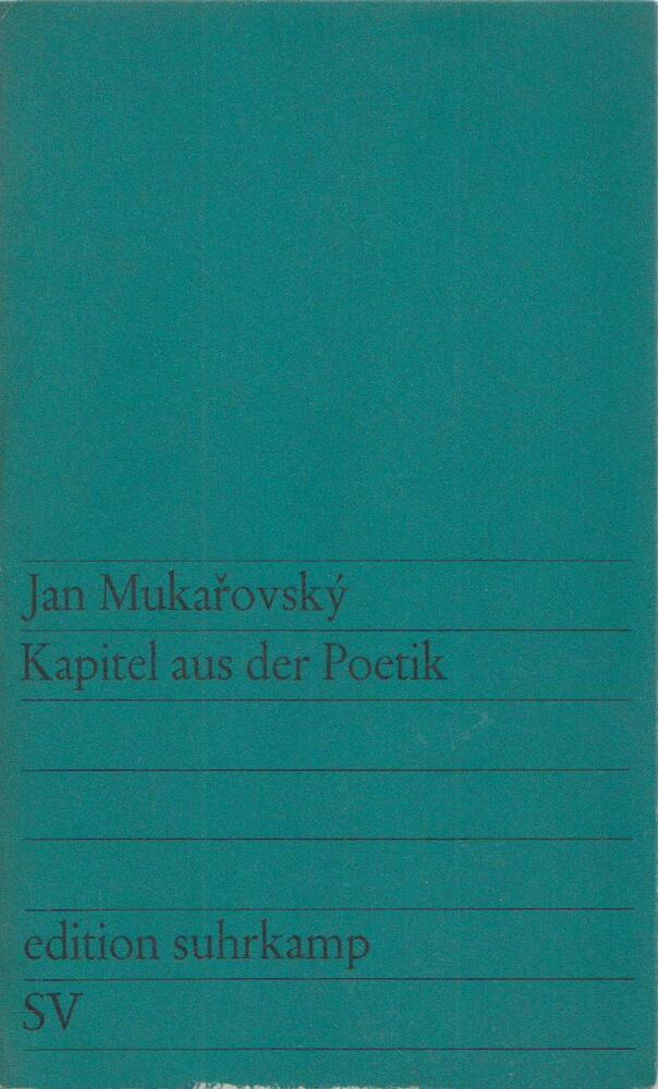 Jan Mukarovsky - Kapitel aus der Poetik [antikvár]