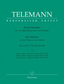 TELEMANN - SECHS SONATEN FÜR ZWEI QUERFLÖTEN ODER ZWEI VIOLINEN OP.2 (1727) I URTEXT (GÜNTER HAUSSWALD)