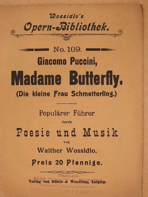 Giacomo Puccini - Madame Butterfly (gótbetűs) [antikvár]