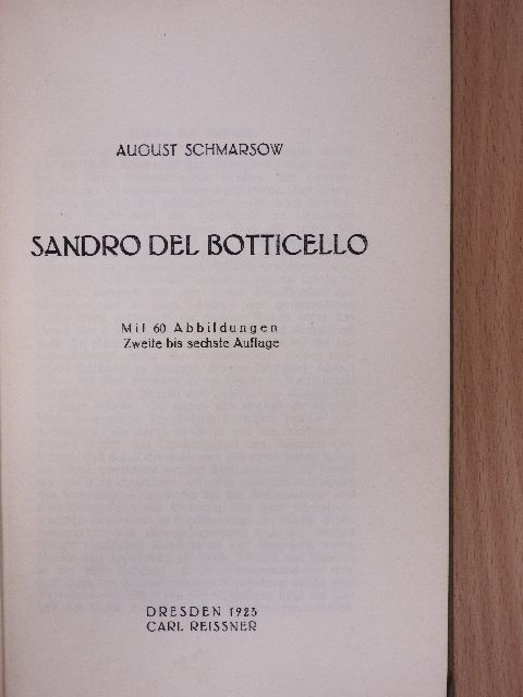 August Schmarsow - Sandro del Botticello [antikvár]